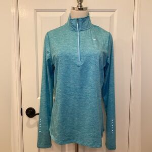 Nike Women's Dri-Fit Running Quarter-Zip Pullover Blue Stretch Reflective Large